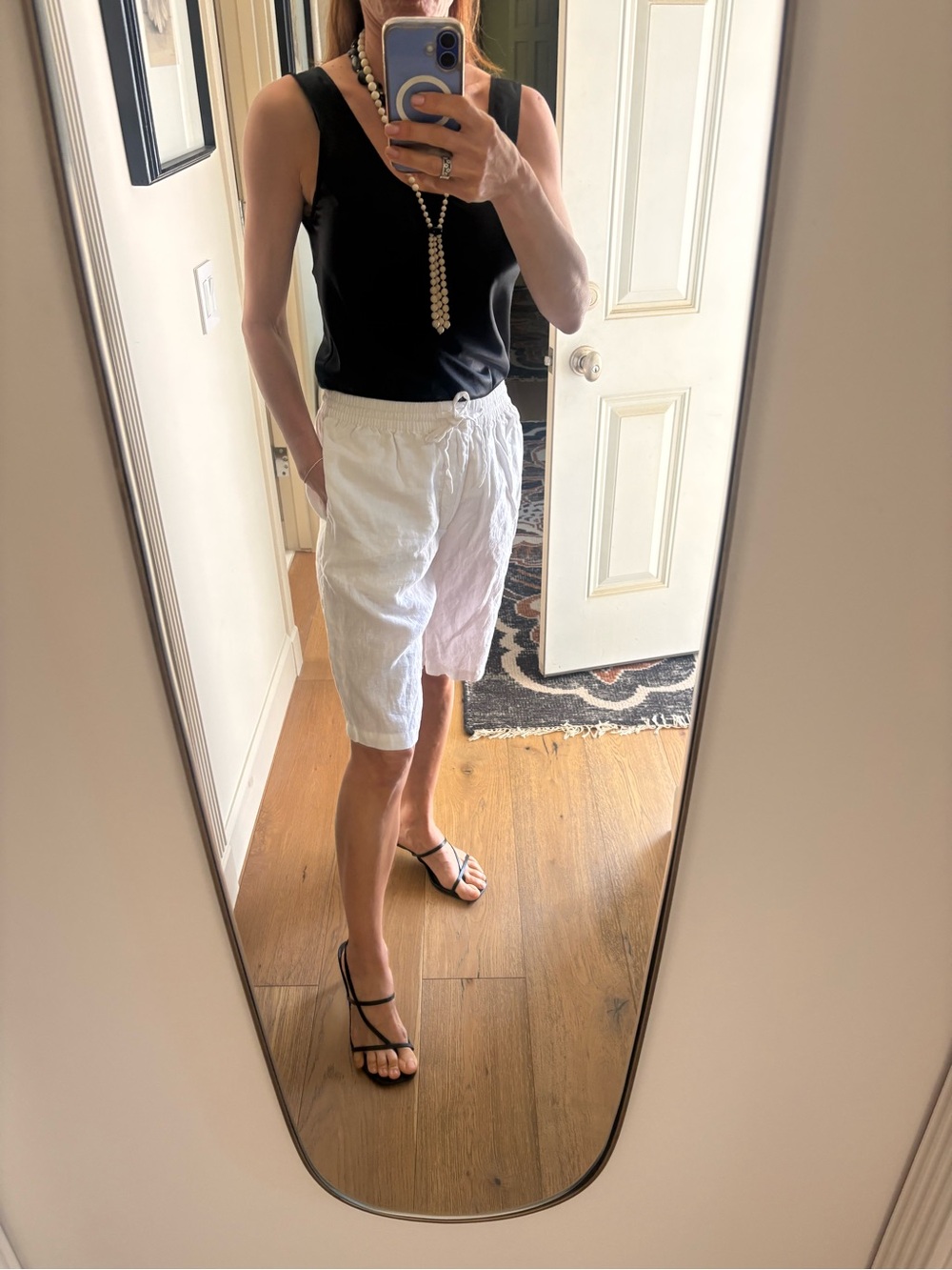 ANIMALE 100% Linen White Drawstring Bermuda Shorts  Size S